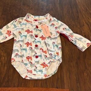 Festive Baby Onesie with Puppy Print